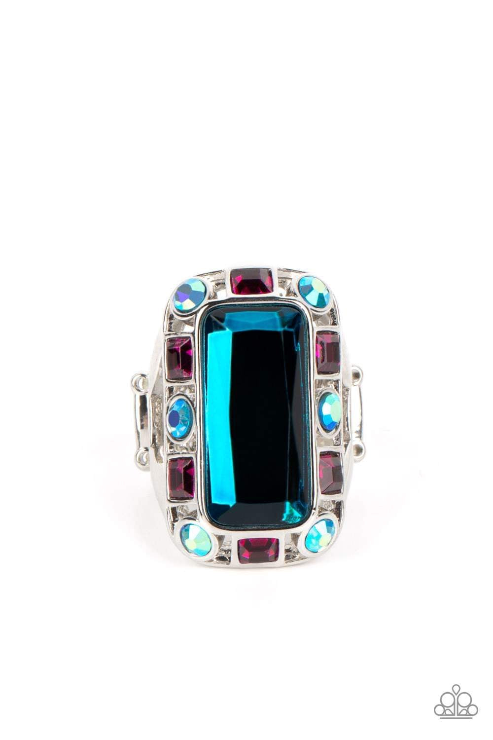 Paparazzi Radiant Rhinestones Ring - Blue Ring - Bling Jewelry