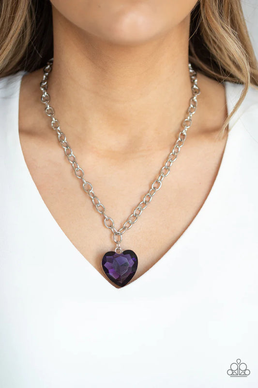 Paparazzi Flirtatiously Flashy - Purple Necklace - Black Diamond Life of The Party Exclusive