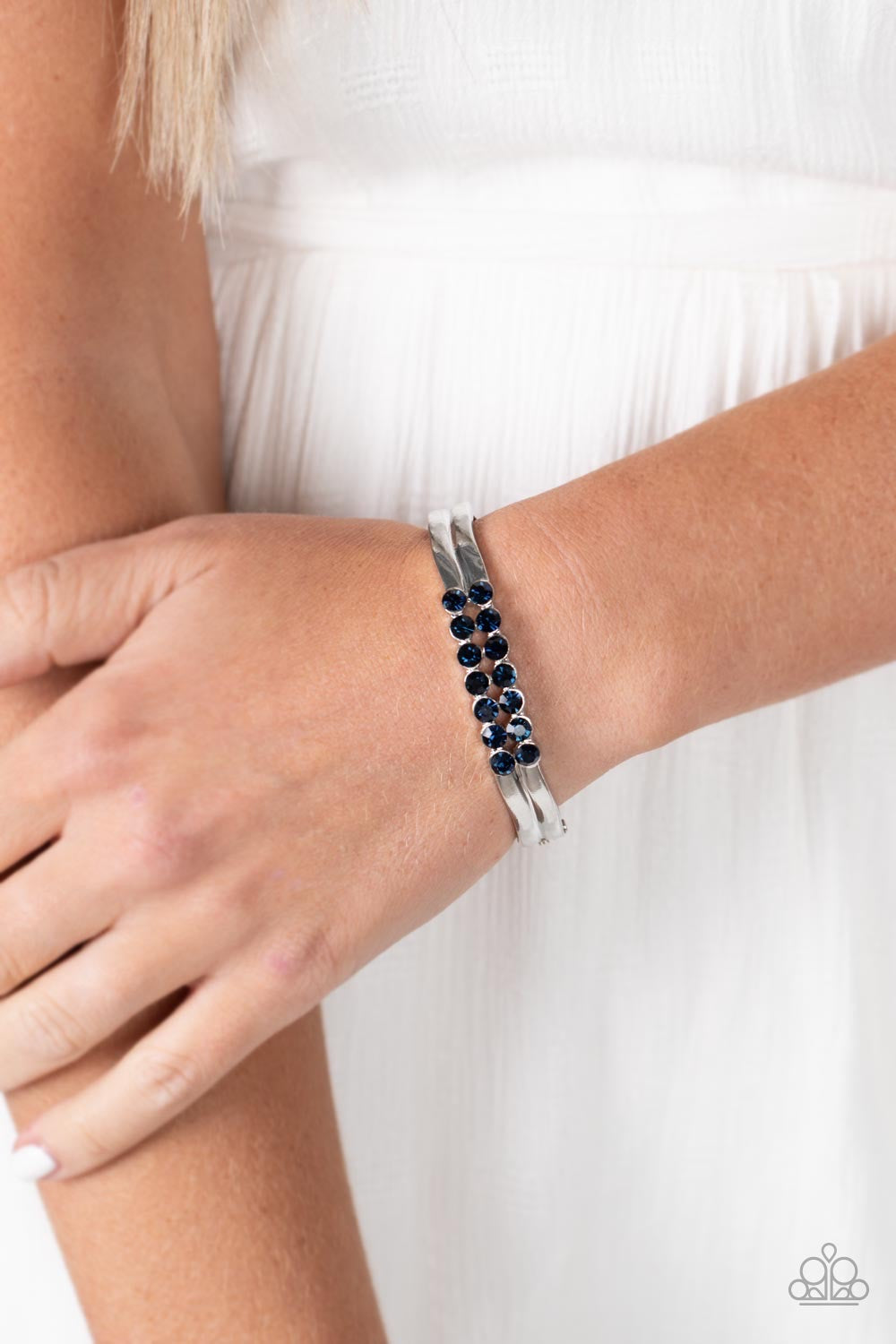 Paparazzi Doubled Down Dazzle - Blue Bracelet