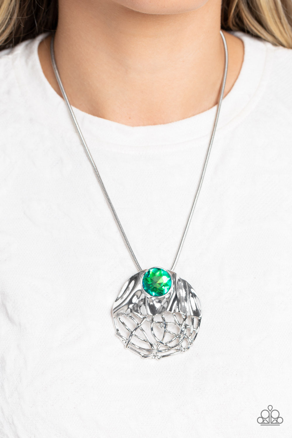 Paparazzi Lush Lattice - Green Necklace -Paparazzi Jewelry Images 