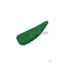 Paparazzi Colorfully Corduroy- Green Hair Clip