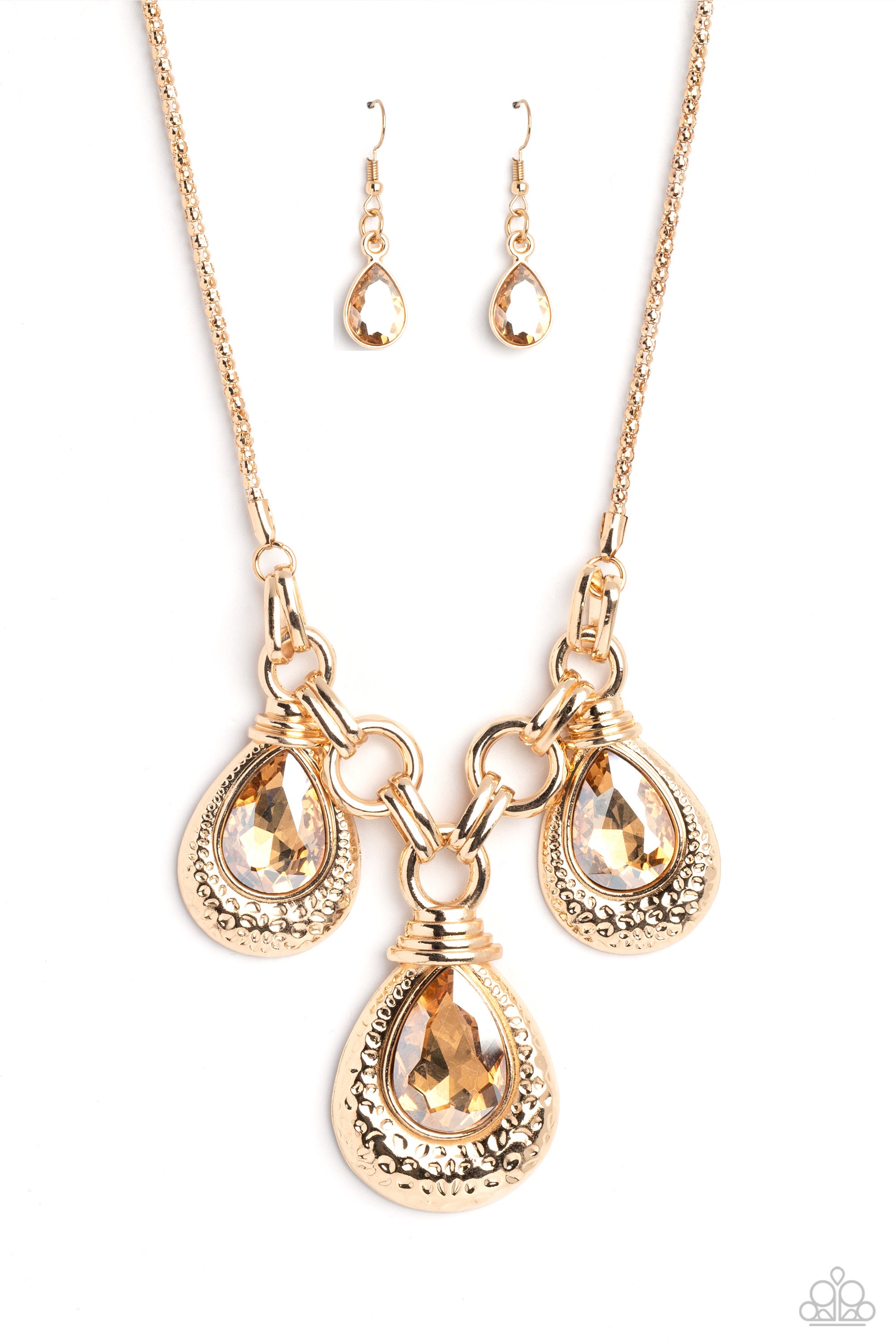 Paparazzi 2pc set: Built Beacon - Gold Necklace & Crafted Coals - Gold Bracelet - Bling Jewelry