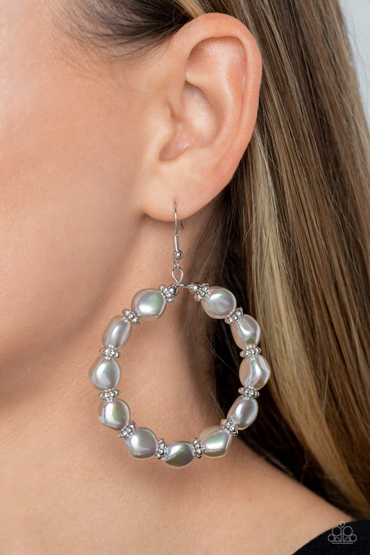 Paparazzi The PEARL Next Door - Silver Earrings 