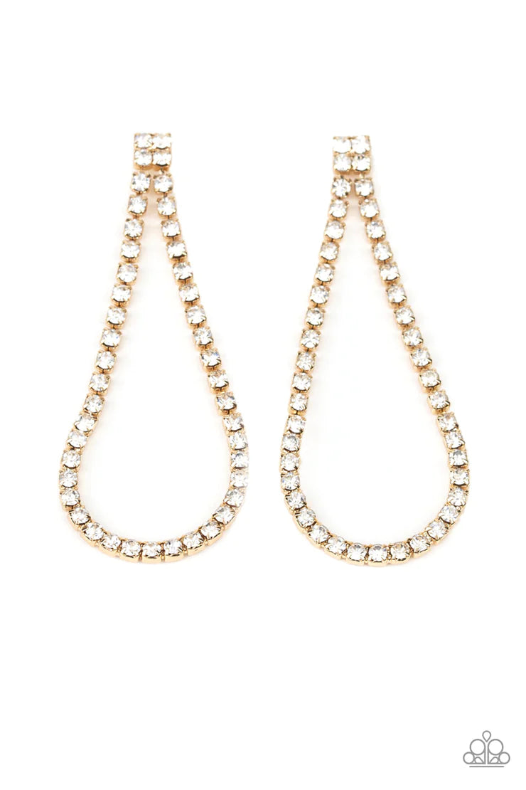 Rhinestone Drop Earring - Paparazzi Diamond Drops - Gold Earrings Paparazzi jewelry image