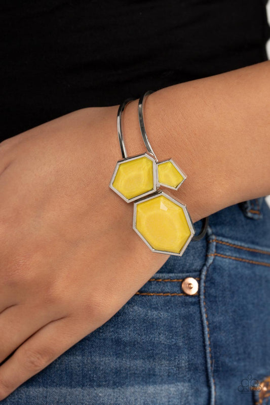 Paparazzi Tourist TRAPEZOID - Yellow Bracelet -Paparazzi Jewelry Images