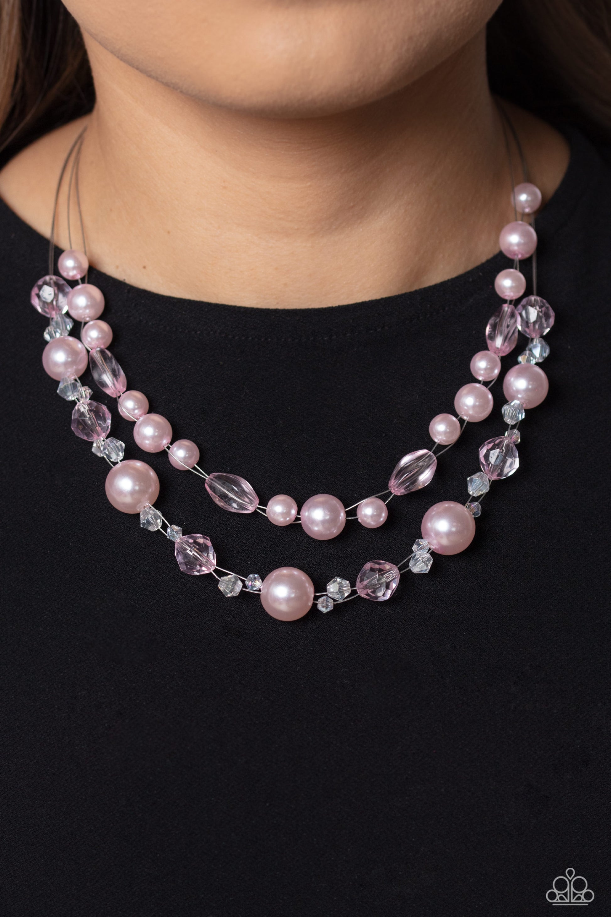 Paparazzi Parisian Pearls - Pink Necklace -Paparazzi Jewelry Images 