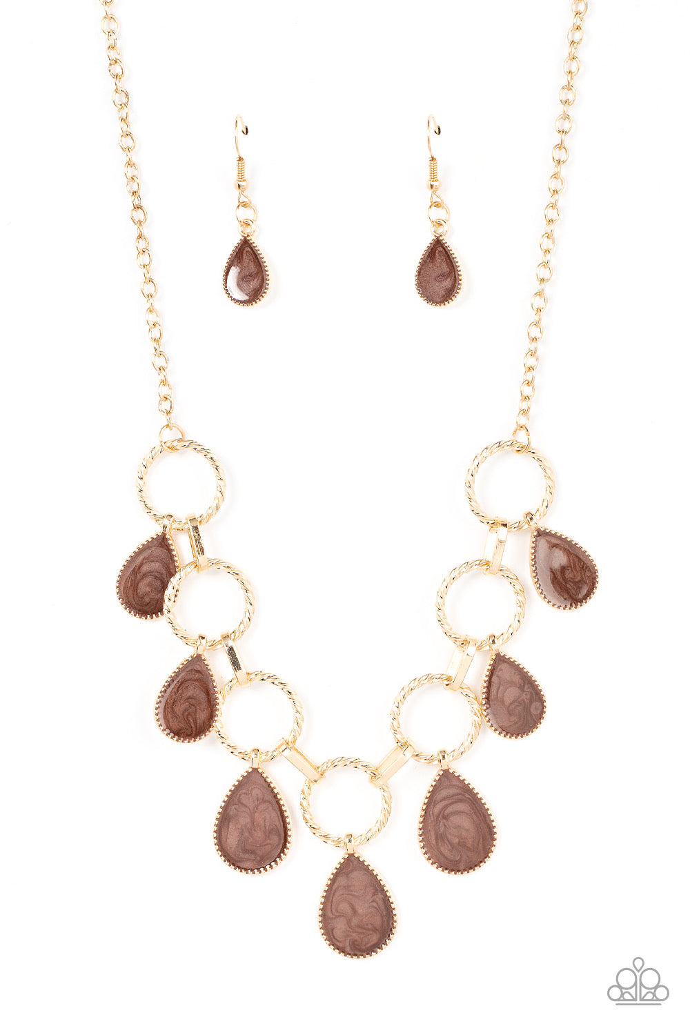 Paparazzi Golden Glimmer - Brown Necklace -Paparazzi Jewelry Images 