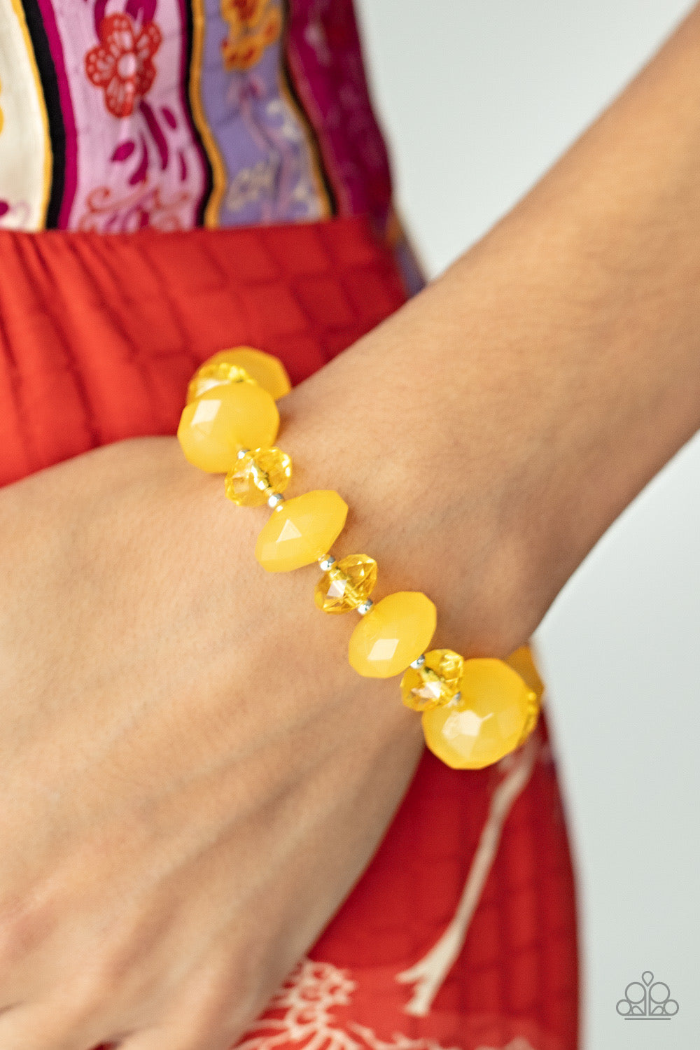 Paparazzi 2 Piece Set: Happy-GLOW-Lucky - Yellow Necklace & Keep GLOWING Forward - Yellow Bracelet