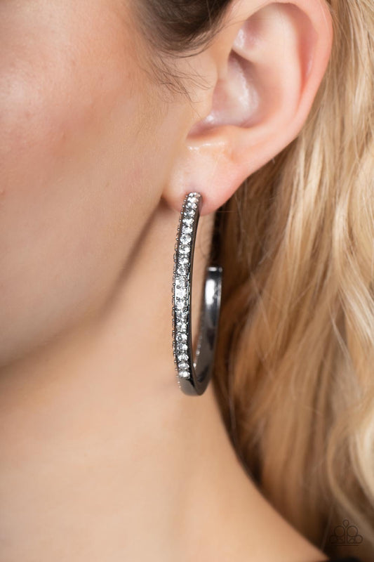 Powerhouse Precision - Black Hoops Earrings - Paparazzi Jewelry