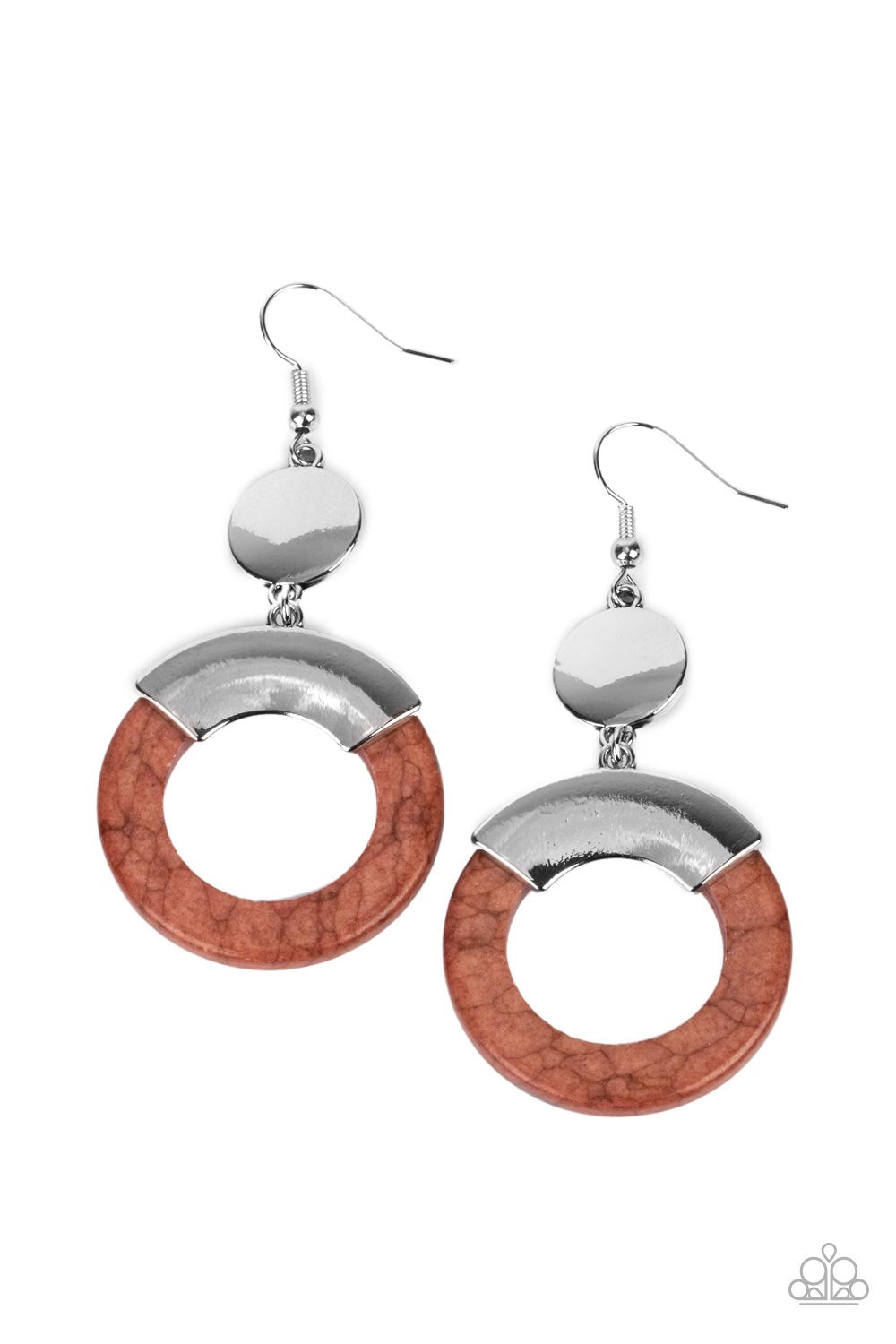 Paparazzi ​ENTRADA at Your Own Risk - Brown Earrings -Paparazzi Jewelry Images 