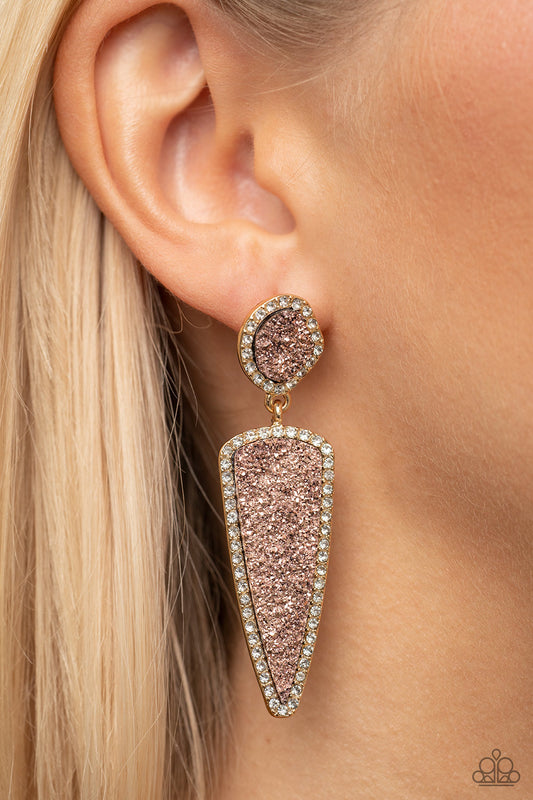 Paparazzi Druzy Desire - Gold Earrings