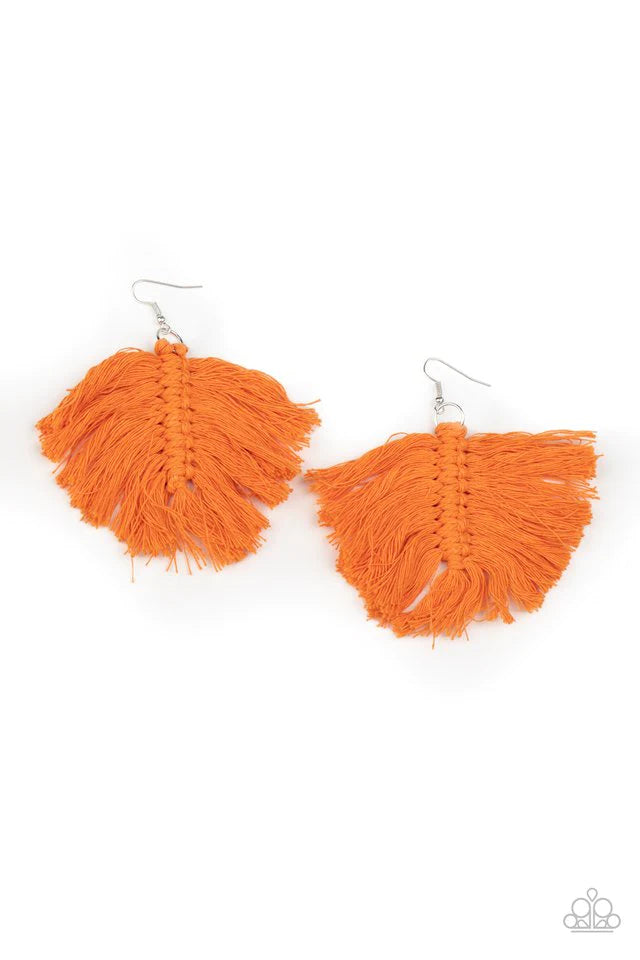 Paparazzi Earrings - Paparazzi Macrame Mamba - Orange Earrings Paparazzi Jewelry Images 