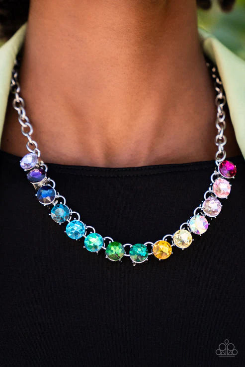 Rainbow Resplendence - Multi Necklace - Life of the Party Black Diamond Encore