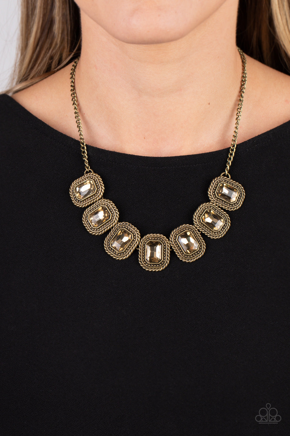 Paparazzi Iced Iron - Brass Necklace