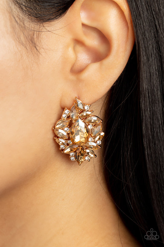 Paparazzi We All Scream for Ice QUEEN - Gold Earrings