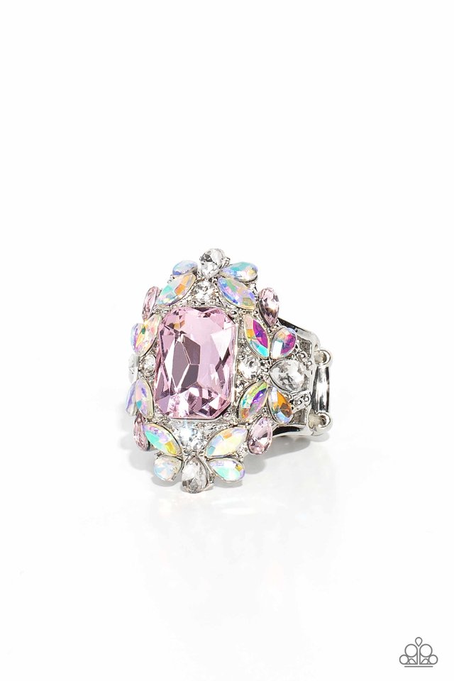 Women's Statement Ring - Dynamic Diadem - Pink Ring - Life of the Party Paparazzi jewelry image