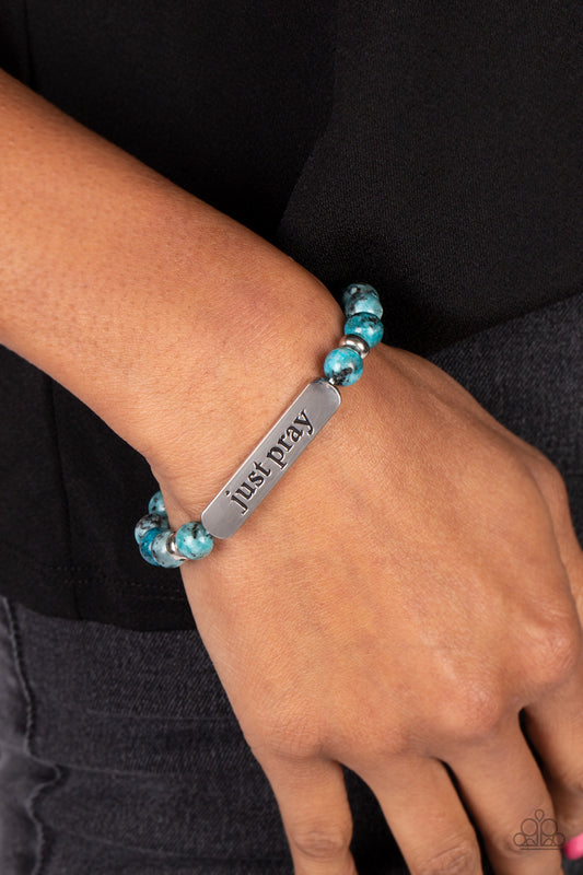 Paparazzi Just Pray - Blue Bracelet -Paparazzi Jewelry Images