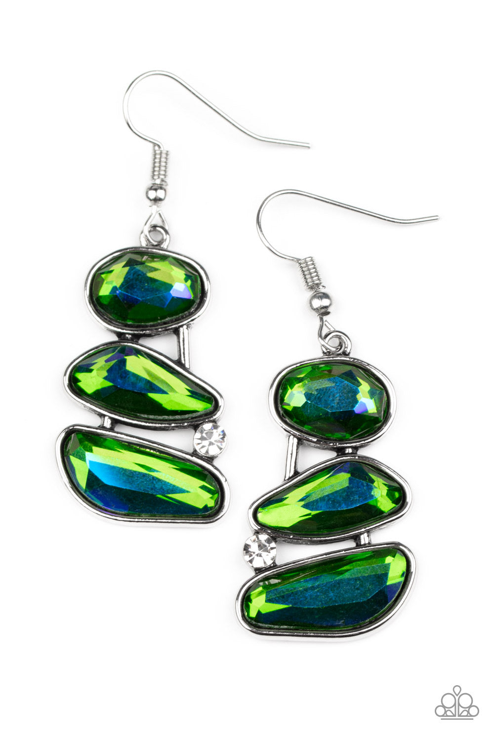 Paparazzi Gem Galaxy - Green Earrings -Paparazzi Jewelry Images 