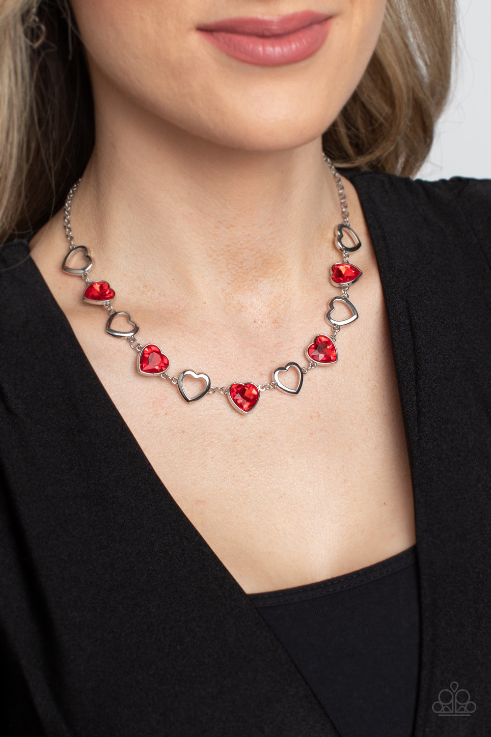 Paparazzi 2pc Set: Contemporary Cupid - Red Necklace & Sentimental Sweethearts - Red Bracelet 