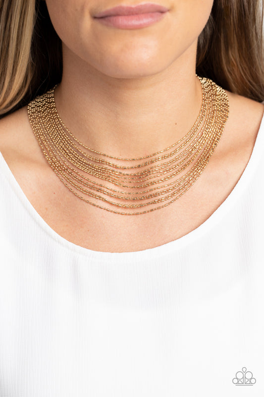 Paparazzi Cascading Chains - Gold Necklace