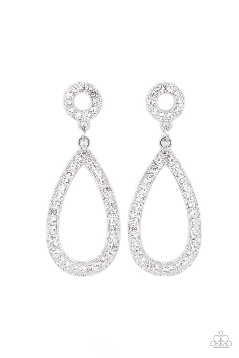 Teardrop Earrings - Paparazzi Regal Revival - White Earrings Paparazzi jewelry image