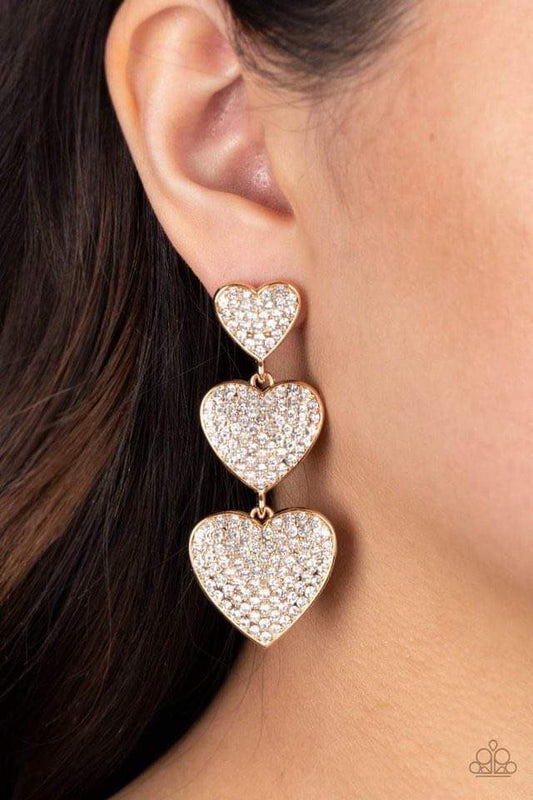 Paparazzi Couples Retreat - Gold Heart Earrings