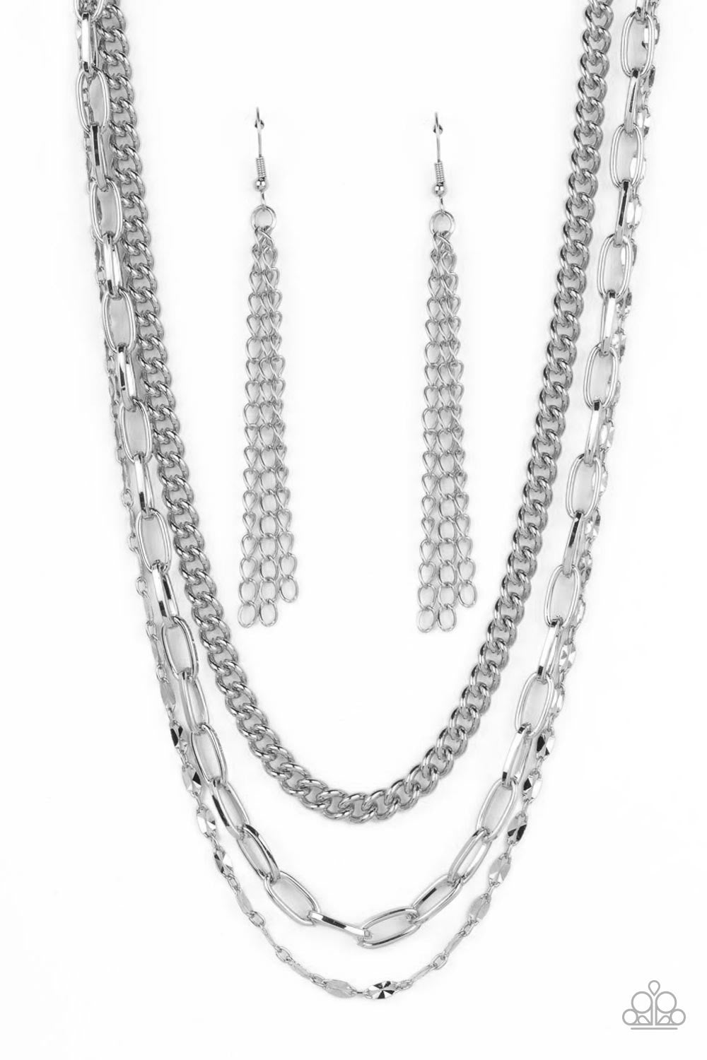 Paparazzi Galvanized Grit - Silver Necklace