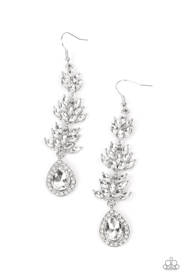 Paparazzi Water Lily Whimsy - White Earrings