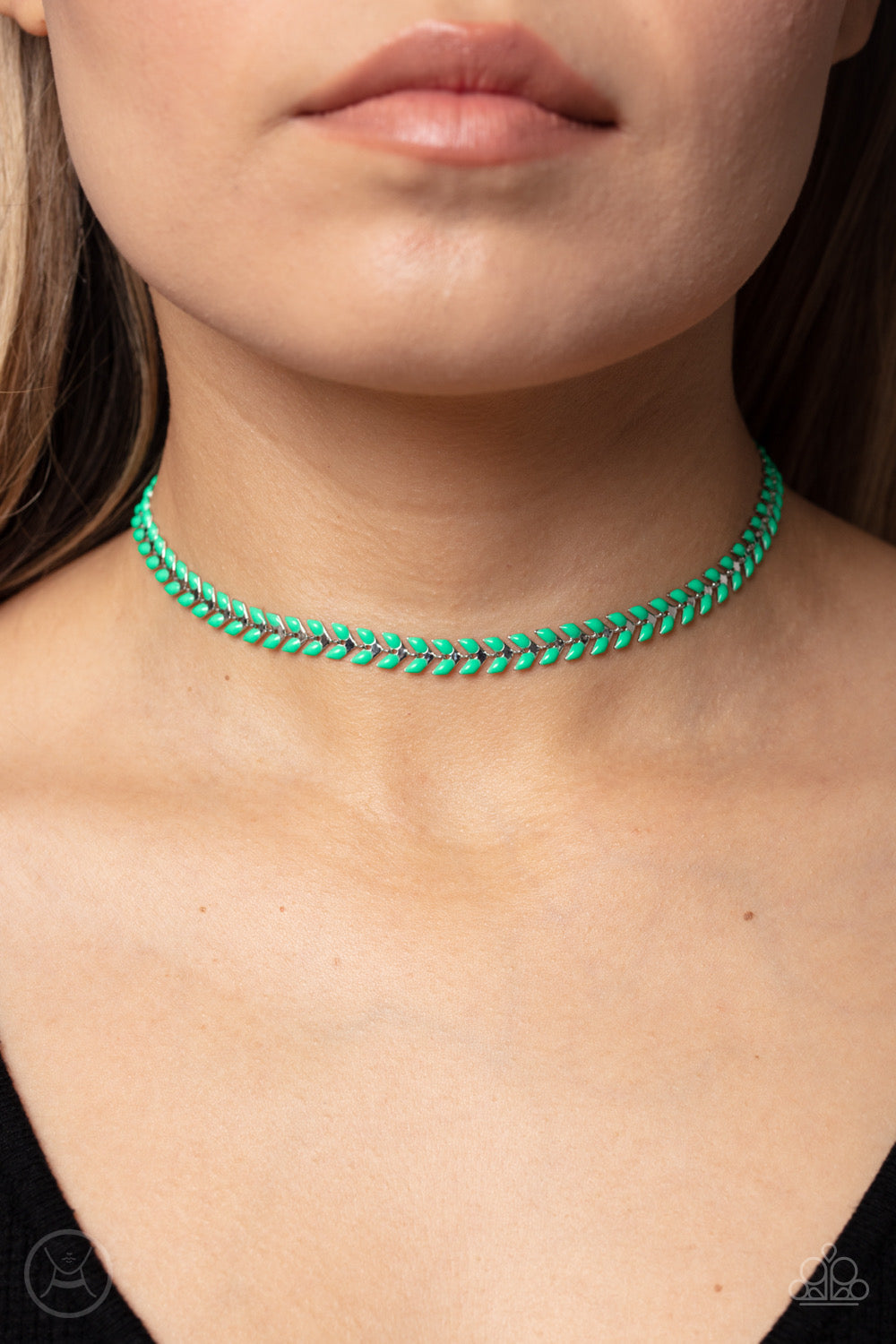 Paparazzi Grecian Grace - Green choker necklace- Paparazzi Jewelry 2023 Empower Me Pink Exclusive