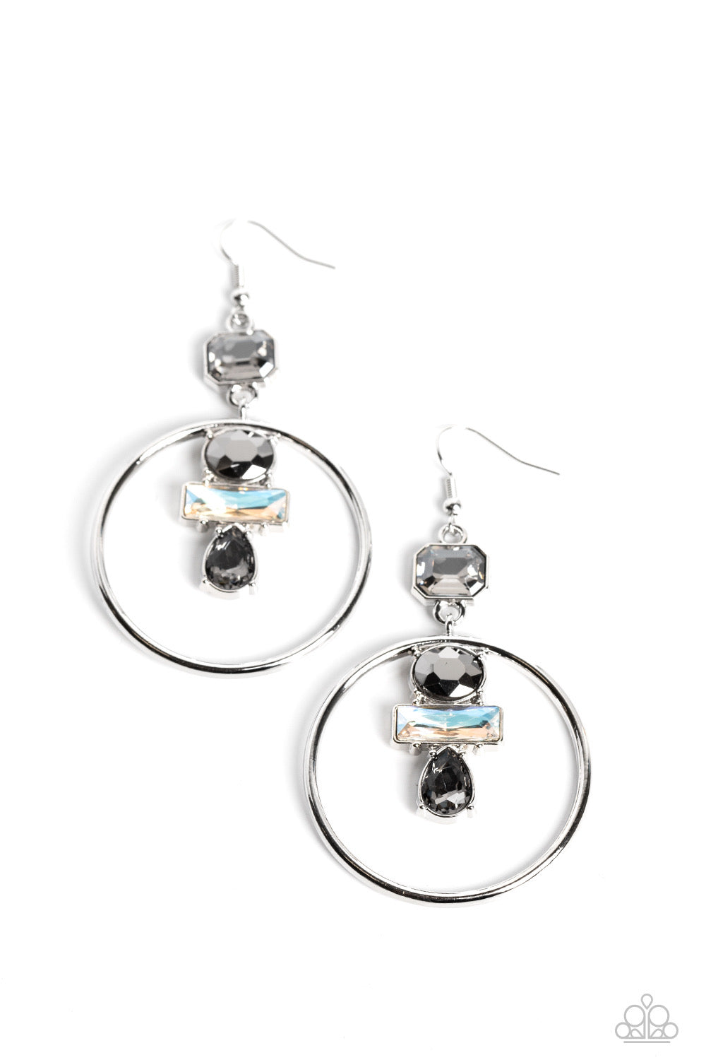 Paparazzi Geometric Glam - Silver Earrings -Paparazzi Jewelry Images