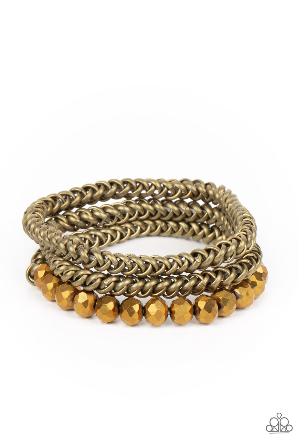 Paparazzi Gutsy and Glitzy - Brass Bracelet