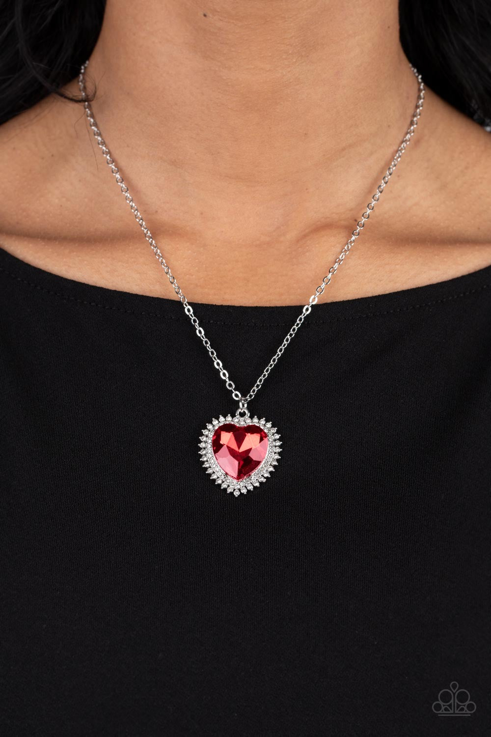 Paparazzi Sweethearts Stroll - Red Heart Necklace -Paparazzi Jewelry Images 