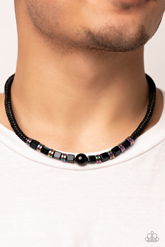 Paparazzi Oil Spill Orbit - Black Necklace 