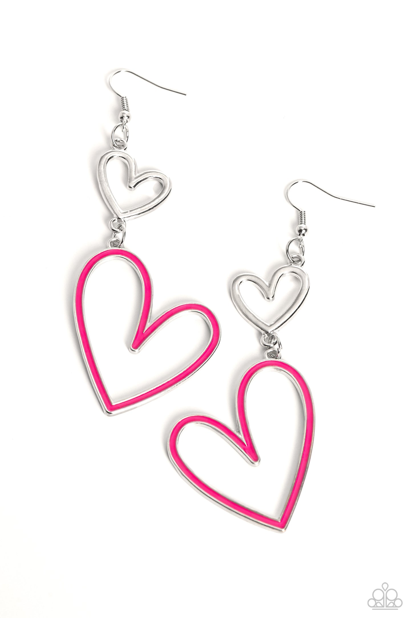 Heart Jewelry - Paparazzi Pristine Pizzazz - Pink Heart Earrings Paparazzi jewelry image