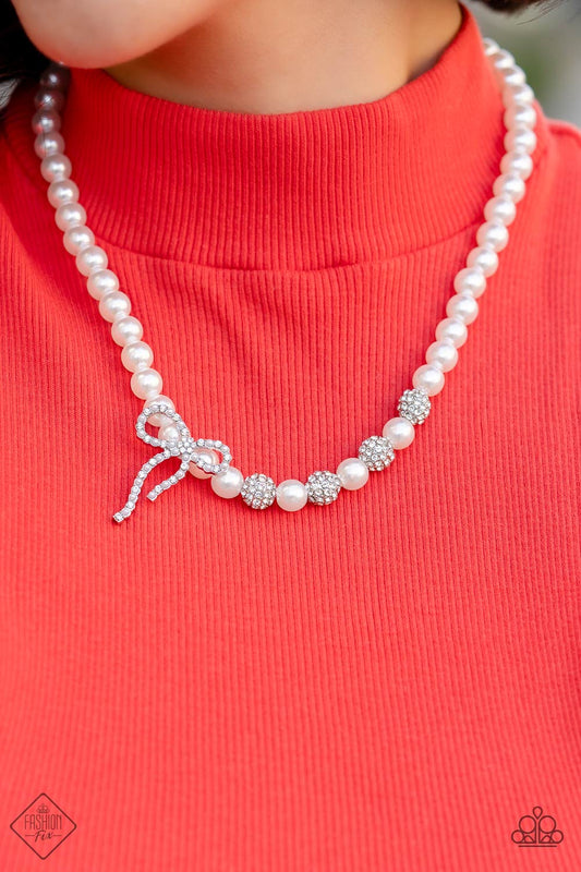 Paparazzi Classy Cadenza - White Necklace- December 2022 Fashion Fix