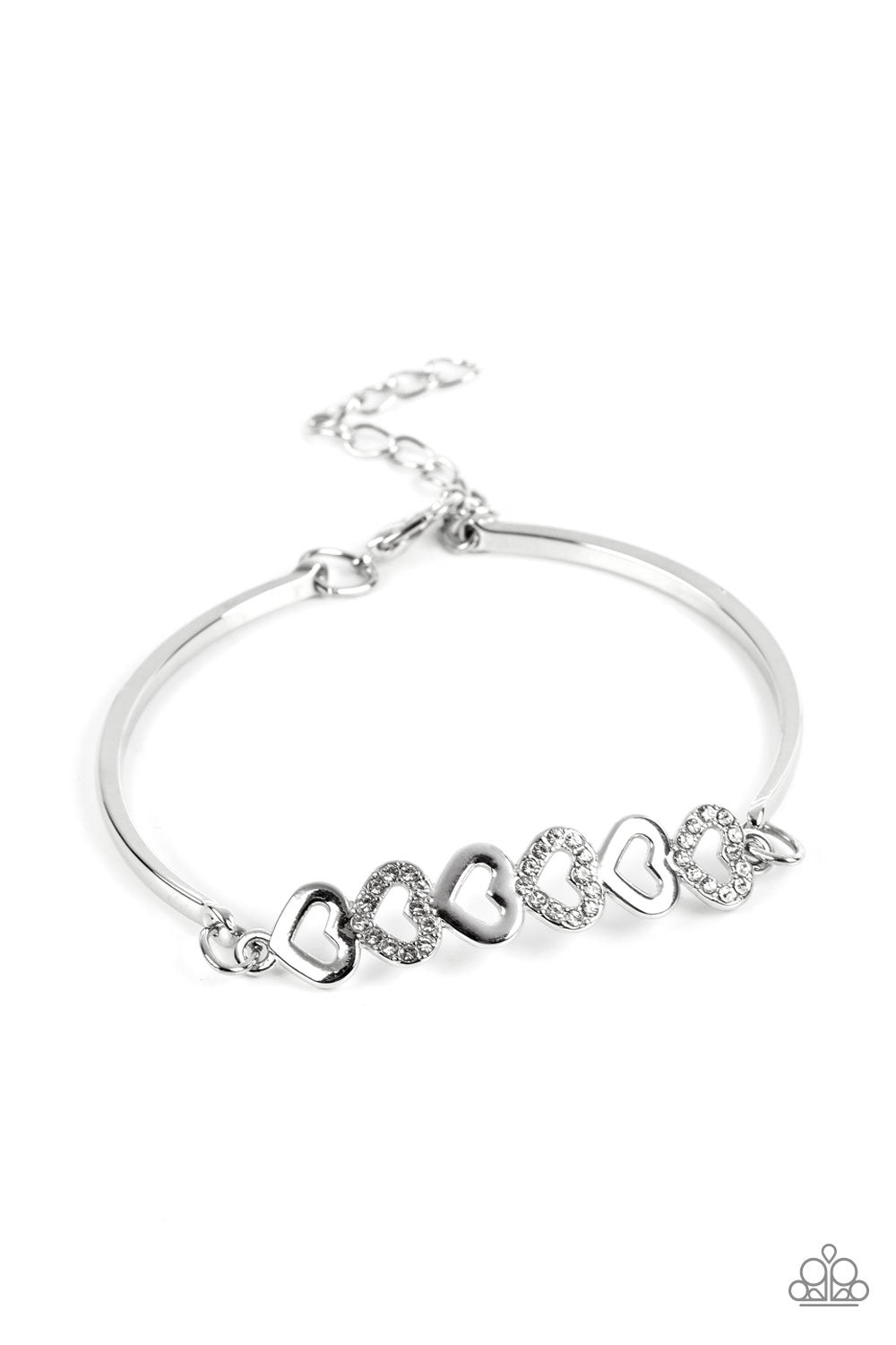 Paparazzi 2pc Set: Sparkly Suitor - White Heart Necklace & Attentive Admirer - White Heart Bracelet 