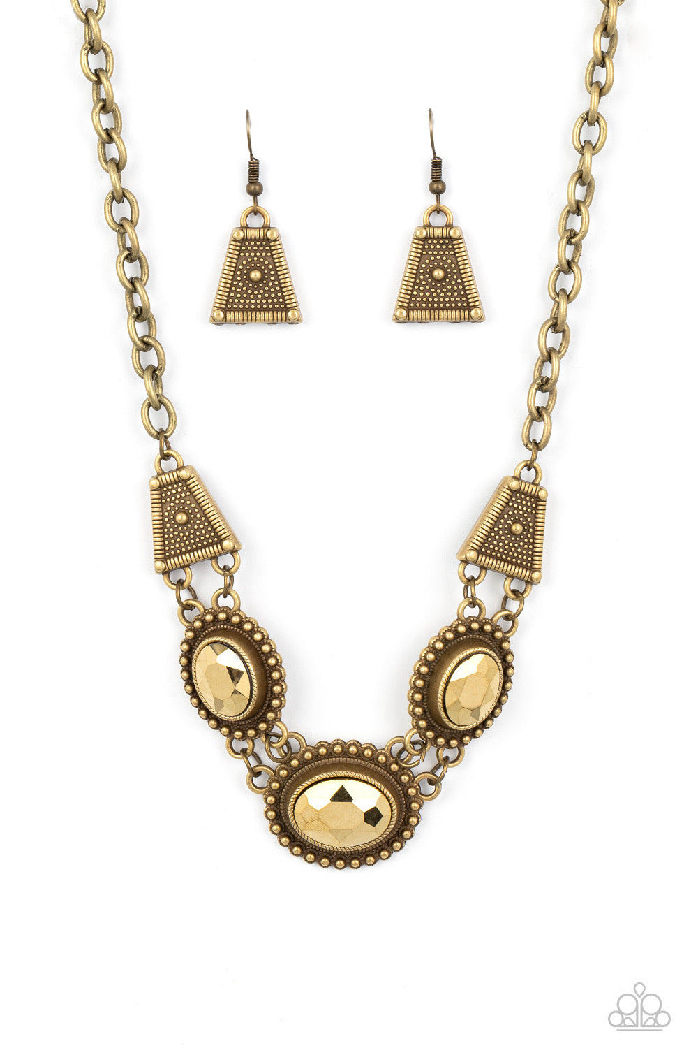 Paparazzi Textured TRAPEZOID - Brass Necklace 