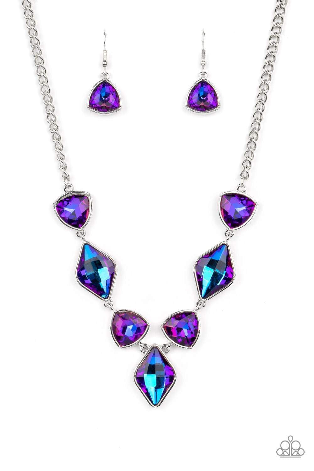 Paparazzi Glittering Geometrics - Purple Necklace - December 2022 Life of the Party