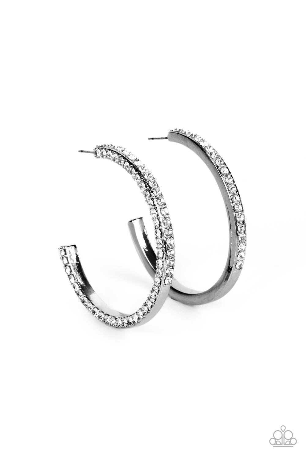 Powerhouse Precision - Black Hoops Earrings - Paparazzi Jewelry