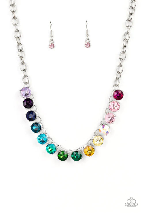 Rainbow Resplendence - Multi Necklace - Life of the Party Black Diamond Encore