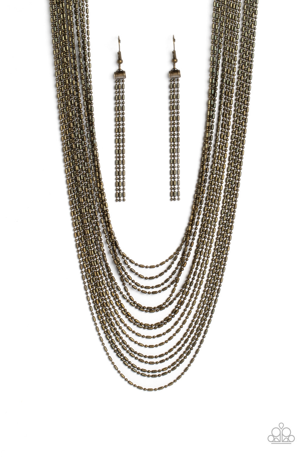 Paparazzi Cascading Chains - Brass Necklace 