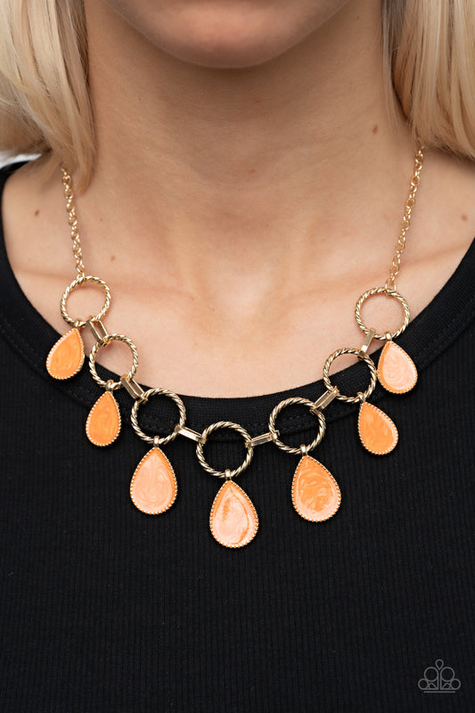 Paparazzi Golden Glimmer - Orange Necklace