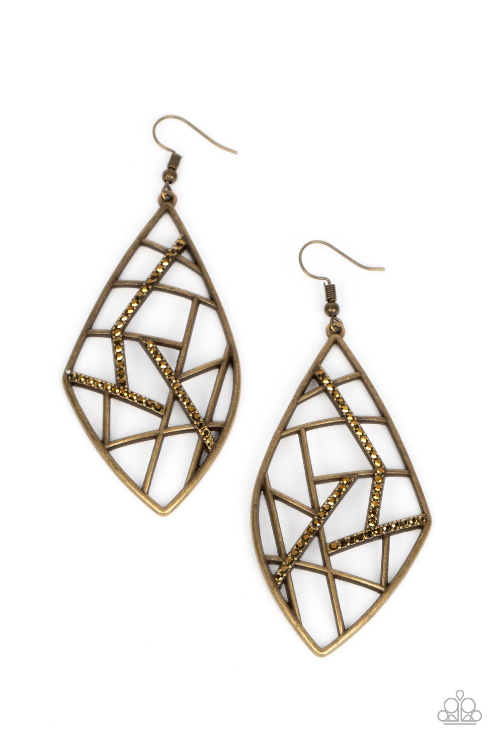 Paparazzi Geo Grid - Brass Earrings 