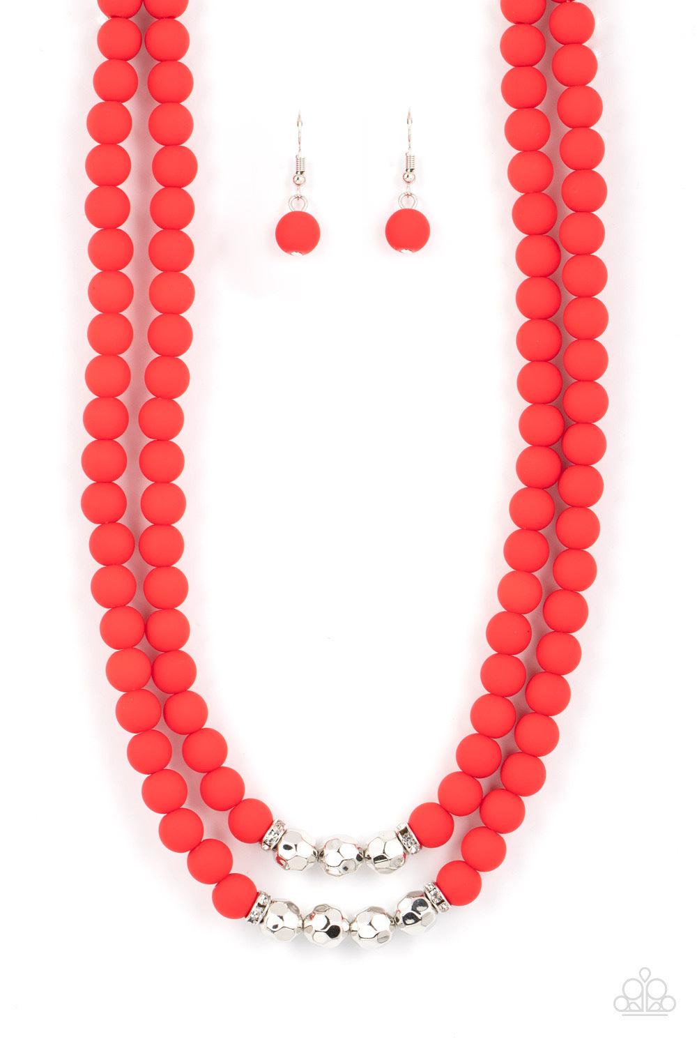 Paparazzi 2 Piece Set :  Summer Splash - Red Necklace & Dip and Dive - Red Bracelet