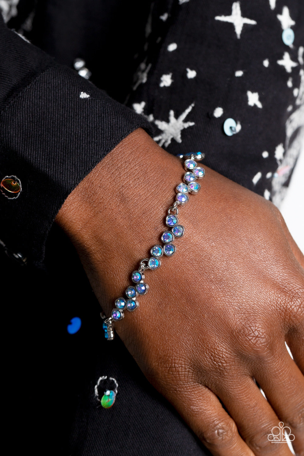 Paparazzi 2 Piece Set-GLOWING Admiration - Blue Necklace and Flatter Yourself - Blue Bracelet