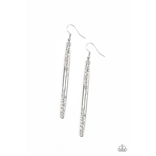 Paparazzi Award Show Attitude - White Rhinestone Earrings - A Finishing Touch 