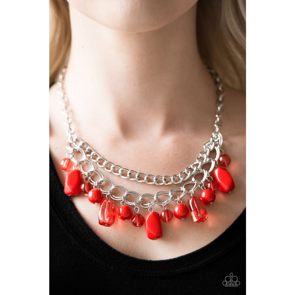 Paparazzi Brazilian Bay - Red Necklace - A Finishing Touch 