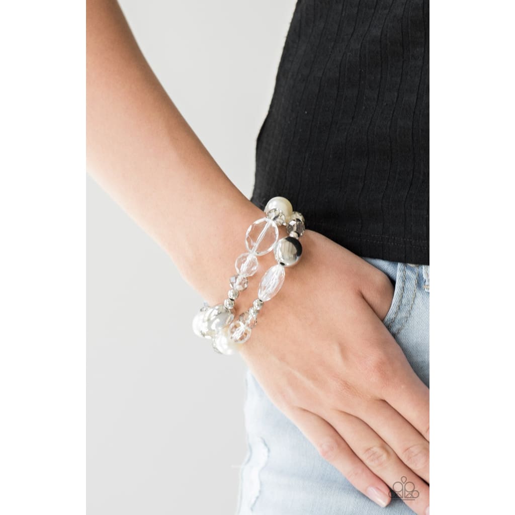 Paparazzi Downtown Dazzle - White Bracelets - A Finishing Touch 