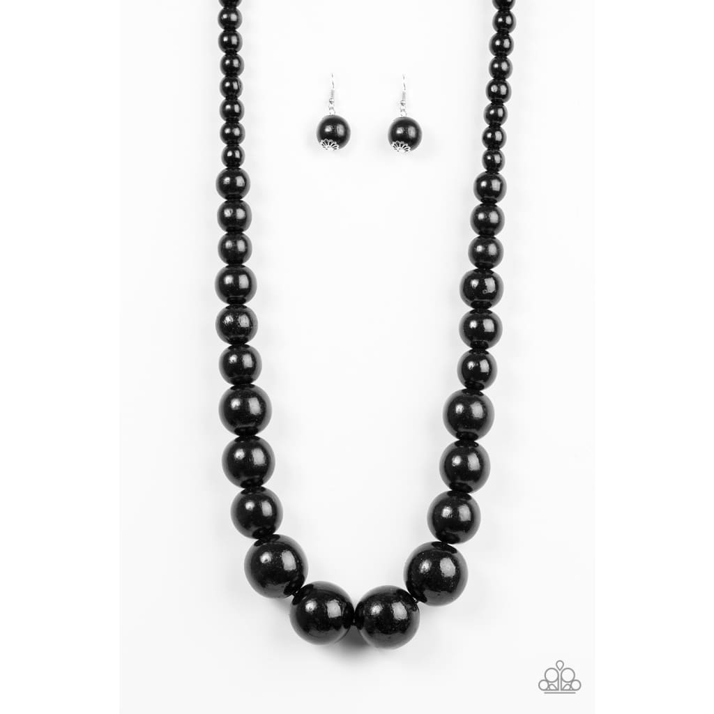 Paparazzi Effortlessly Everglades - Black Wood Necklace - A Finishing Touch 