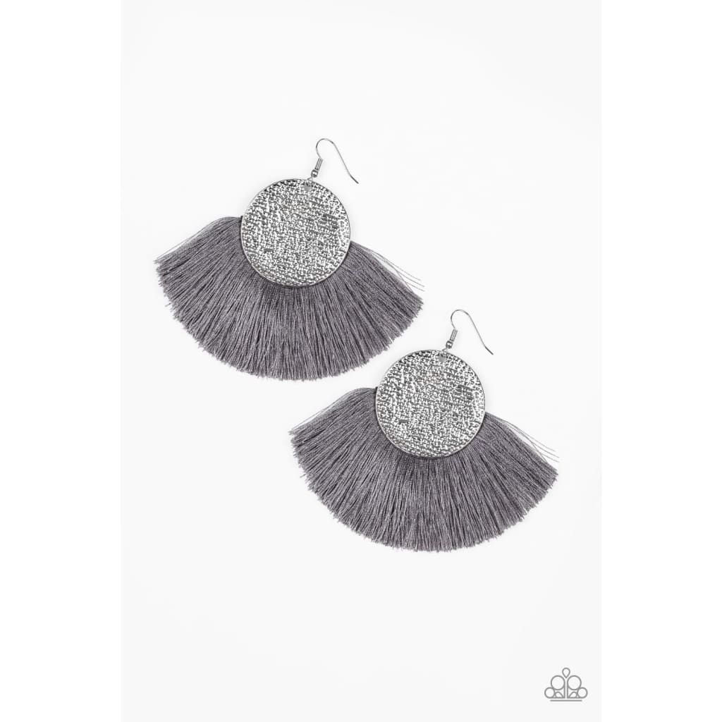 Paparazzi Foxtrot Fringe - Silver Earrings - A Finishing Touch 